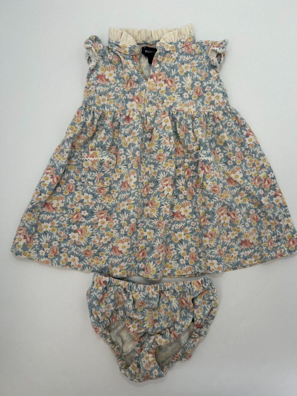 Ralph Lauren Floral Cotton Baby Dress with Bloomer. Size 12 Months